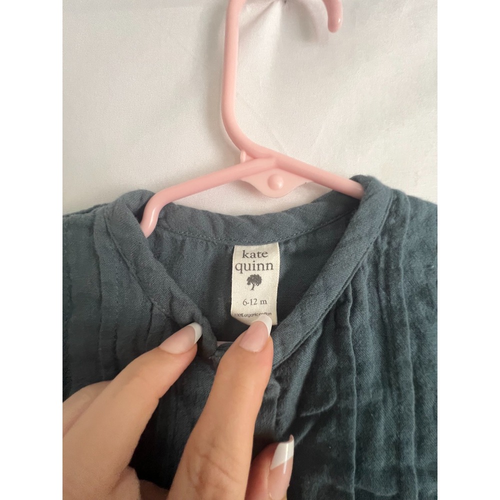Kate Quinn Romper 6-12Months Organic Cotton Navy Shortie Muslin Gauzy